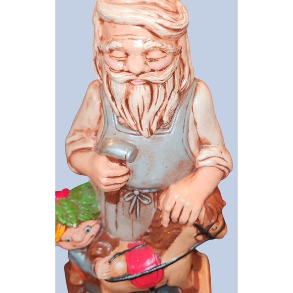 Handcrafted Santa With Elf Rocking Horse Figurine Vintage Ceramic - Picture 1 of 10